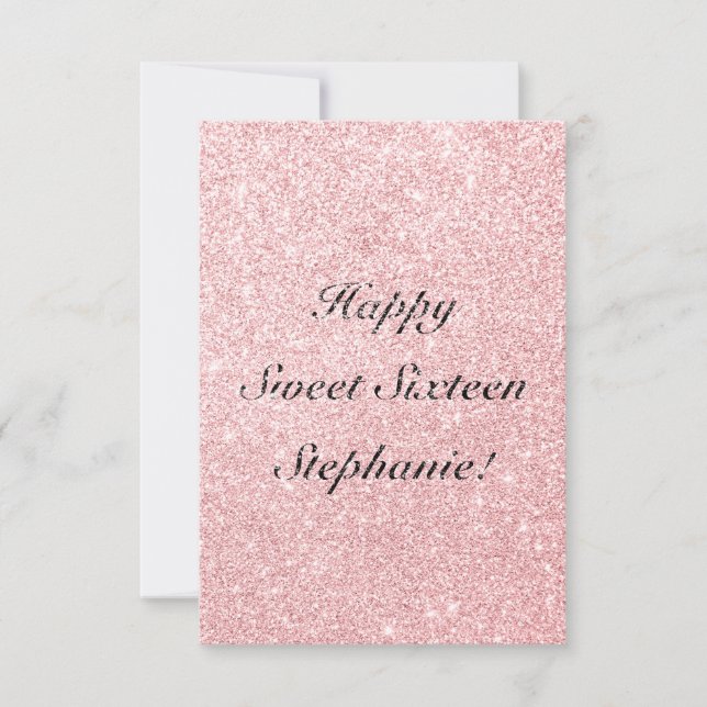Carte de Sweet sixteen de Parties scintillant rose (Devant)