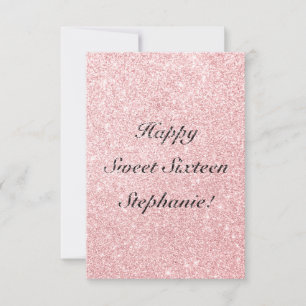 Carte de Sweet sixteen de Parties scintillant rose