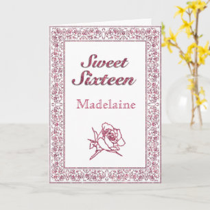 Carte de Sweet sixteen de Rose de Parties scintill