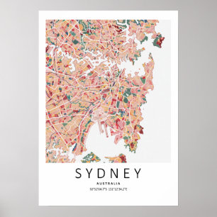 Carte de Sydney Australie Poster Art mural de vi
