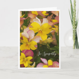 Carte de sympathie avec des pensées jaunes et rose