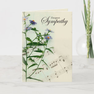 Carte de sympathie avec la musique et les fleurs
