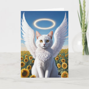 Carte de sympathie d'ange de chat persan blanc