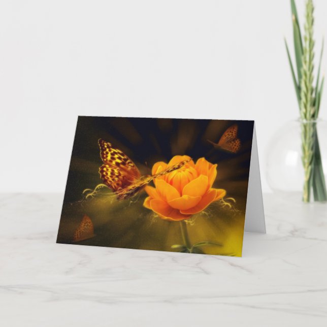 Carte de sympathie de papillon et de fleur (Devant)