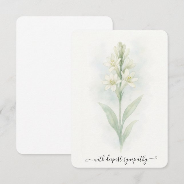 Carte de Sympathie de Tuberose Aquarelle (Devant / Derrière)