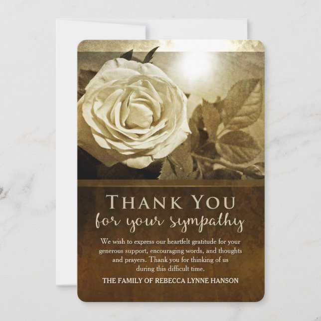 Carte de sympathie du Merci de la nostalgie Rose d (Devant)