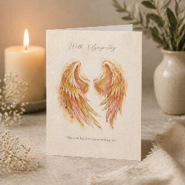 Carte de sympathie élégante avec des ailes d'ange 