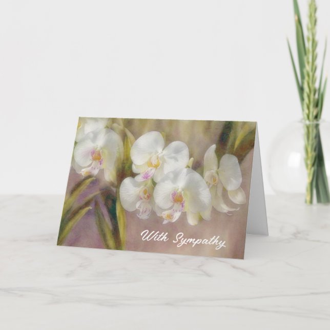 Carte de Sympathie Florale aux Orchidées Blanches (Devant)