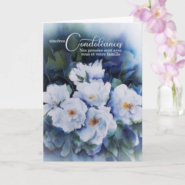 Carte de Sympathie Florale en aquarelle bleu FRANÇ (Orchidée)