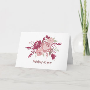 Carte de Sympathie Florale rose et bordeaux