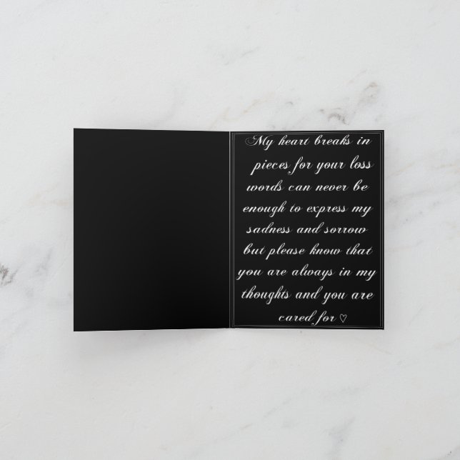 Carte de Sympathie Noire avec Fleur et Papillons (Intérieur)