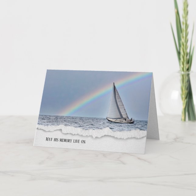 Carte de Sympathie pour bateau à voile et arc-en-c (Devant)