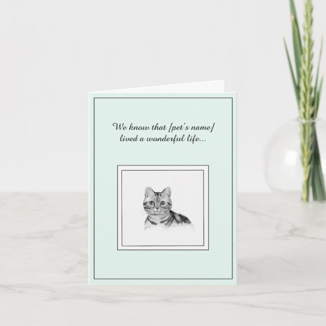 Carte de sympathie pour chat d'animal de compagnie (Devant)