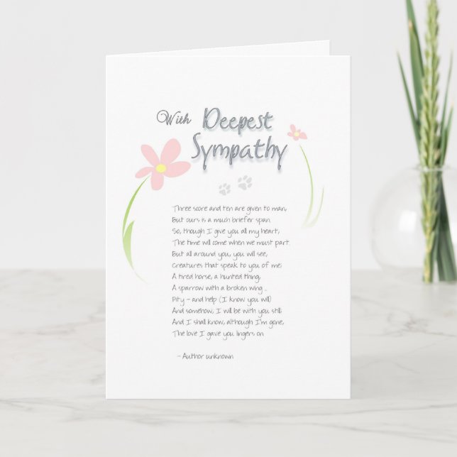 Carte de Sympathie pour chien - Fleurs avec la plu (Devant)