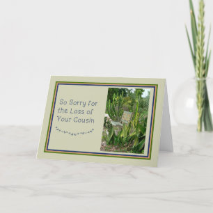 Carte de sympathie pour Cousin avec banc et Plante