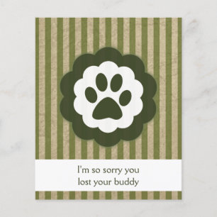 Carte de sympathie pour perte vintage d'animal