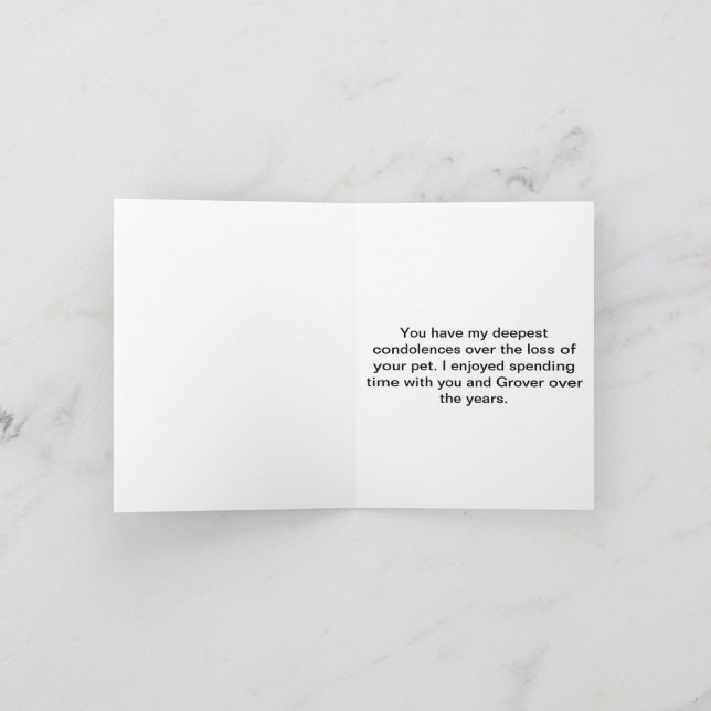 Carte de sympathie pour un animal de compagnie (Intérieur)