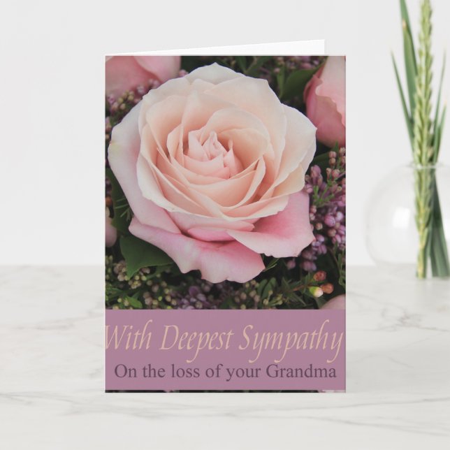 Carte de sympathie Rose perte grand-mère (Devant)