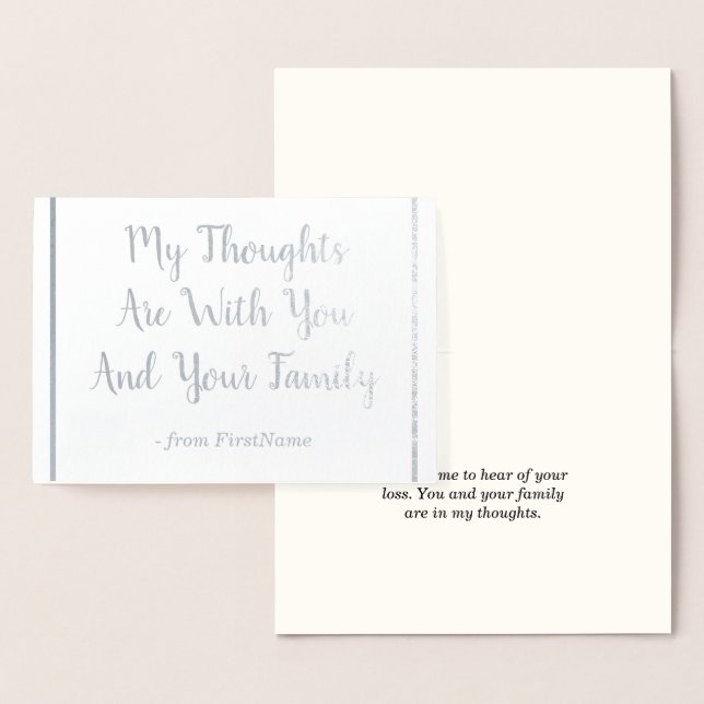 Carte de Sympathies de Foil en Argent customisé (Affichage)