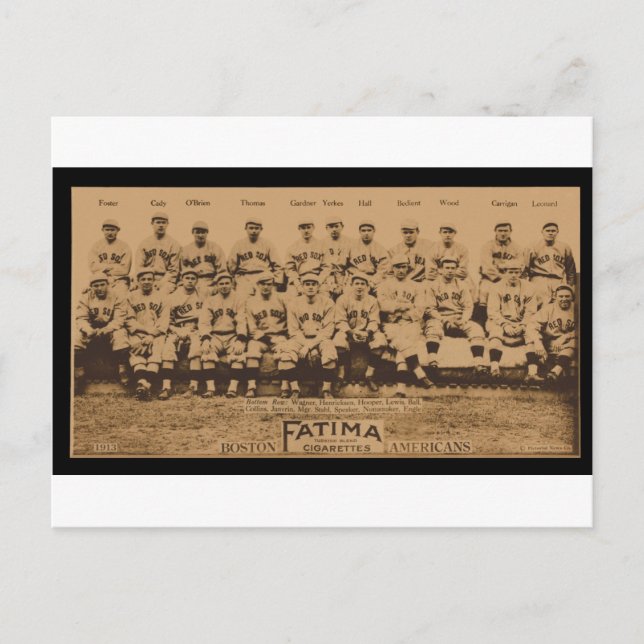 Carte de tabac Fatima Sox rouge 1913 Boston Print (Devant)