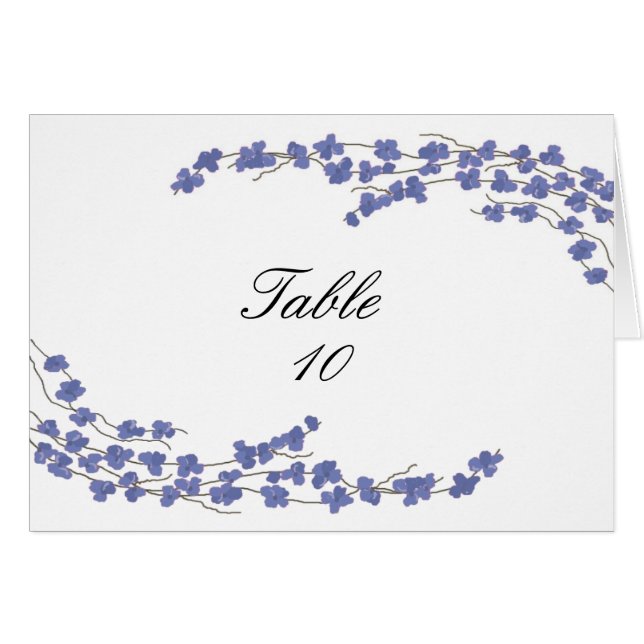 Carte de table à fleurs - Fleurs bleues (Devant Horizontal)