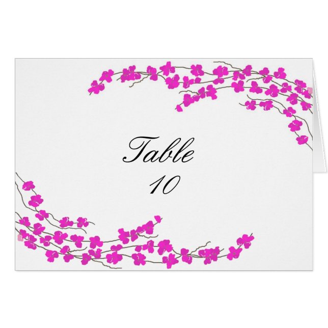 Carte de table à fleurs - Magenta (Devant Horizontal)