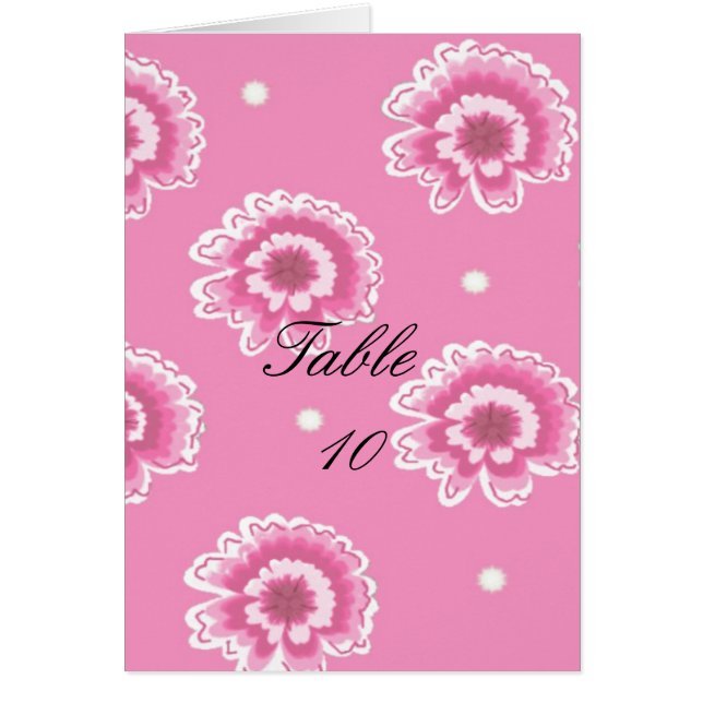 Carte de table à fleurs roses (Devant)
