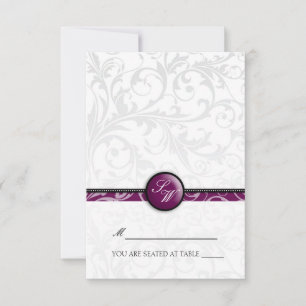 Carte de Table à Monogramme Tourbillon de Prune Te