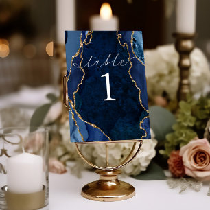 Carte de Table Agate Navy, Marbre & Or