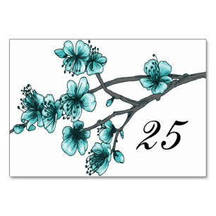 Carte de table Aqua Simple Cherry Blossoms