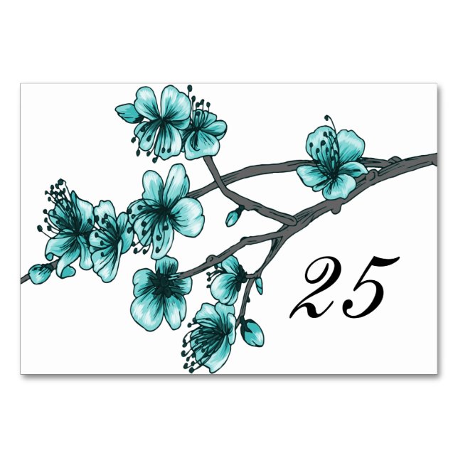 Carte de table Aqua Simple Cherry Blossoms (Devant)