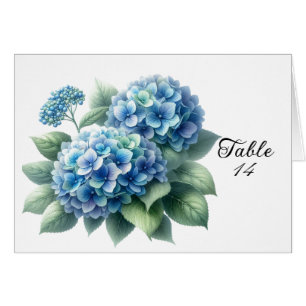 Carte de table aux hortensias bleus