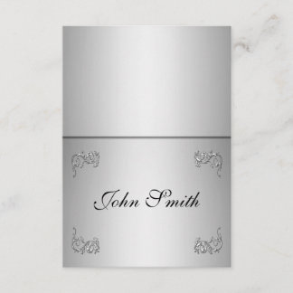 Carte de table avec nom - élégant tourbillon argen