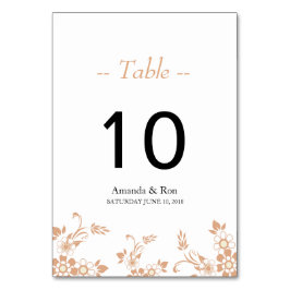 Carte de table beige floral numéro
