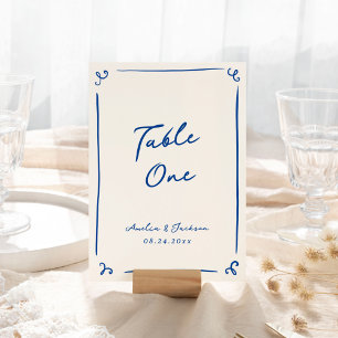 Carte de table bleue de la Marine tirée à la main