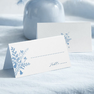 Carte de table botanique bleue romantique français
