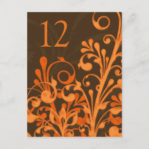 Carte de table Brown Orange Floral Mariage