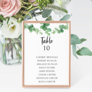 Carte de table Budget Eucalyptus Mariage de siège