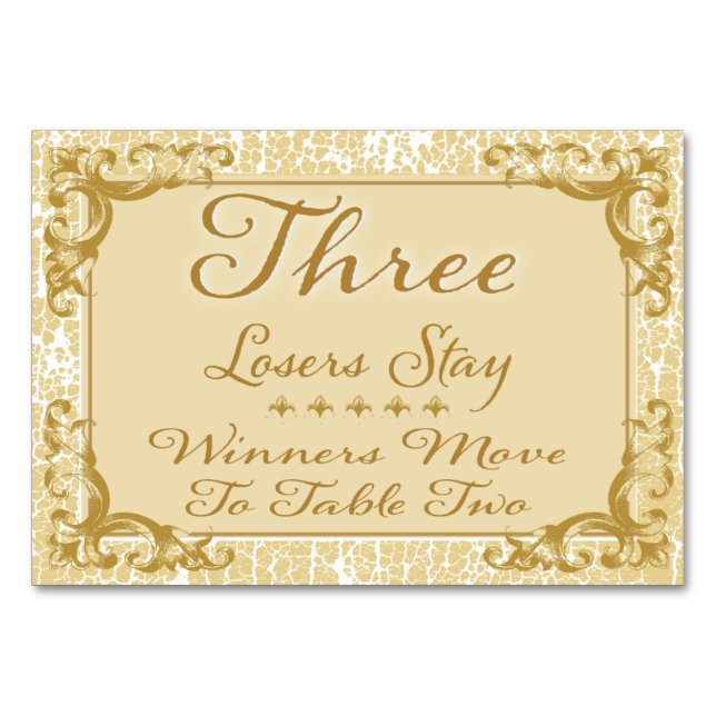 Carte de table Bunco Gold Elegant #3 (Devant)