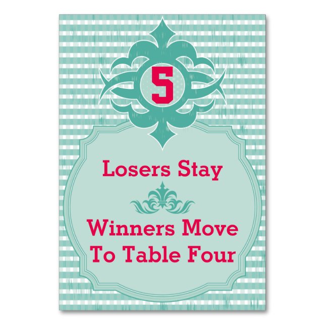 Carte de table Bunco - Plat #5 (Par défaut)