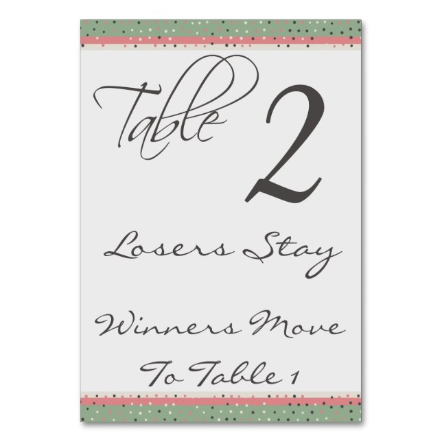 Carte de table Bunco stylée Pois amusante #2 (Par défaut)