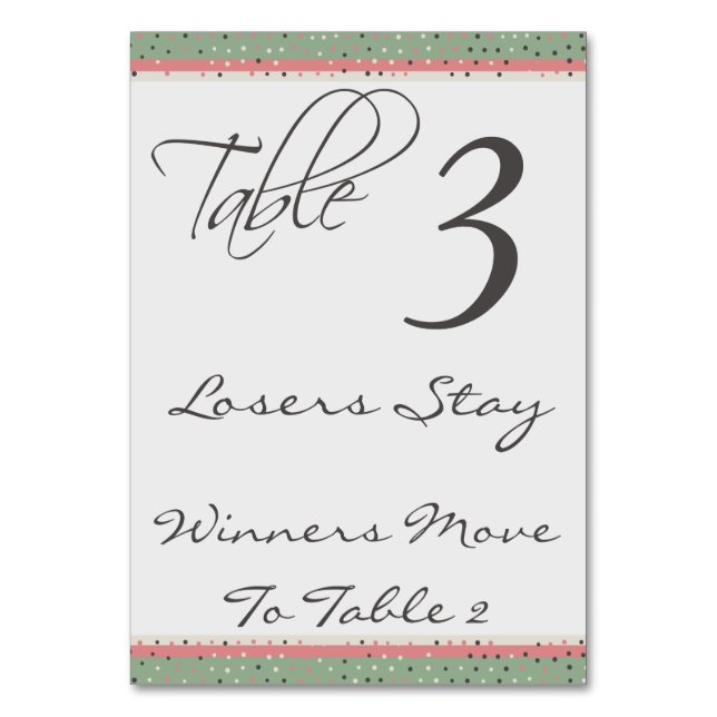 Carte de table Bunco stylée Pois amusante #3 (Par défaut)