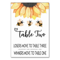 Carte de table Bunco Sunflower Bee Two
