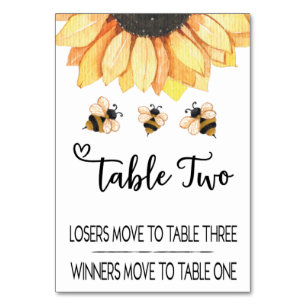 Carte de table Bunco Sunflower Bee Two