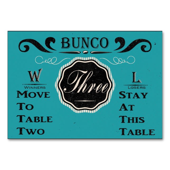 Carte de table Bunco vintage - #3 (Devant)