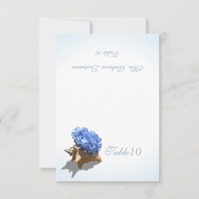 Carte de table Coquillage Hydrangea Bleue (Devant)