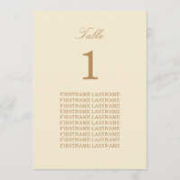 Carte de table crème beige