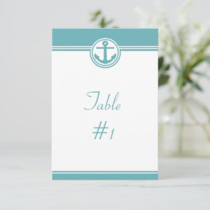 Carte de table d'Ancre nautique turquoise