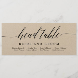 Carte de table d'assise - Script moderne