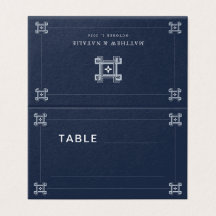 Carte de table de mariage à clé grecque blanche et